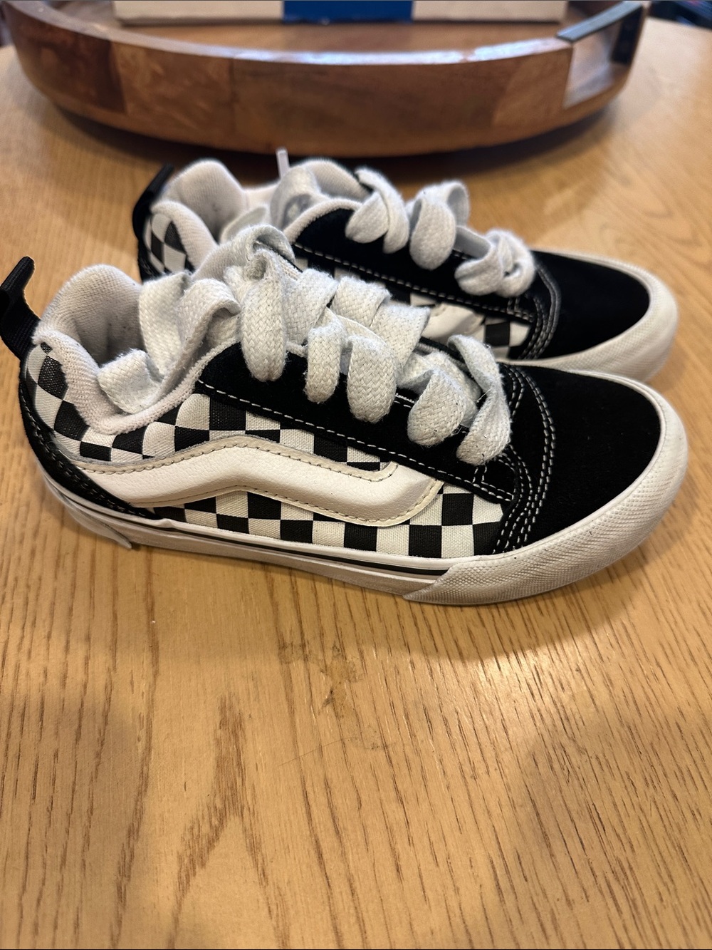 Vans Kids Black & White chunky Checkerboard Lace-Up Sneakers kids size 1